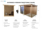 REVIVE 4 Person Traditional Sauna with Extension Kit