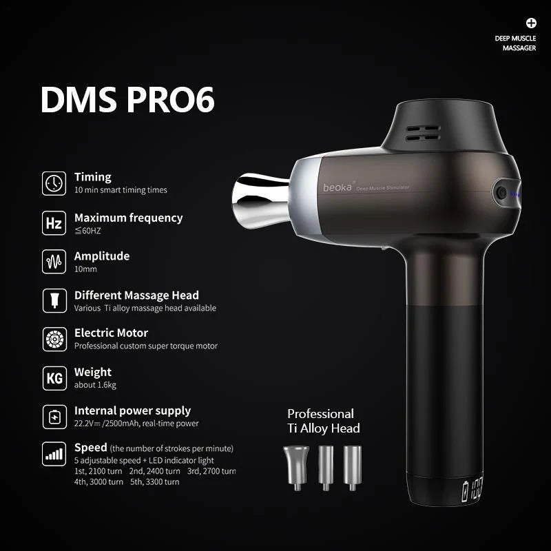 Dr.Fuji® DMS PRO6 Professional Deep Muscle Stimulator with Titanium Alloy Massage Heads