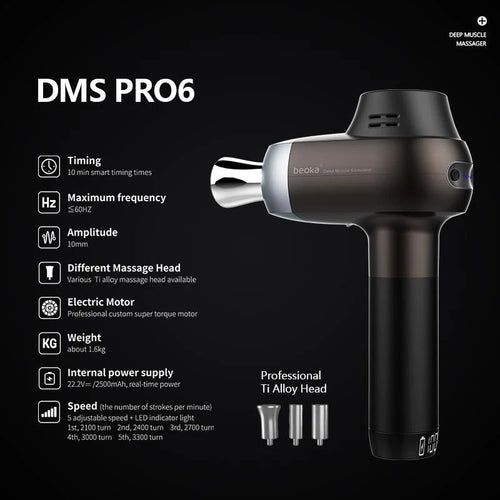Dr.Fuji® DMS PRO6 Professional Deep Muscle Stimulator with Titanium Alloy Massage Heads