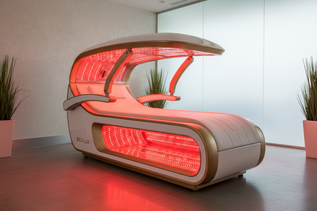 Elite Red Light Therapy Bed with 360-degree LED coverage, full-body treatment system