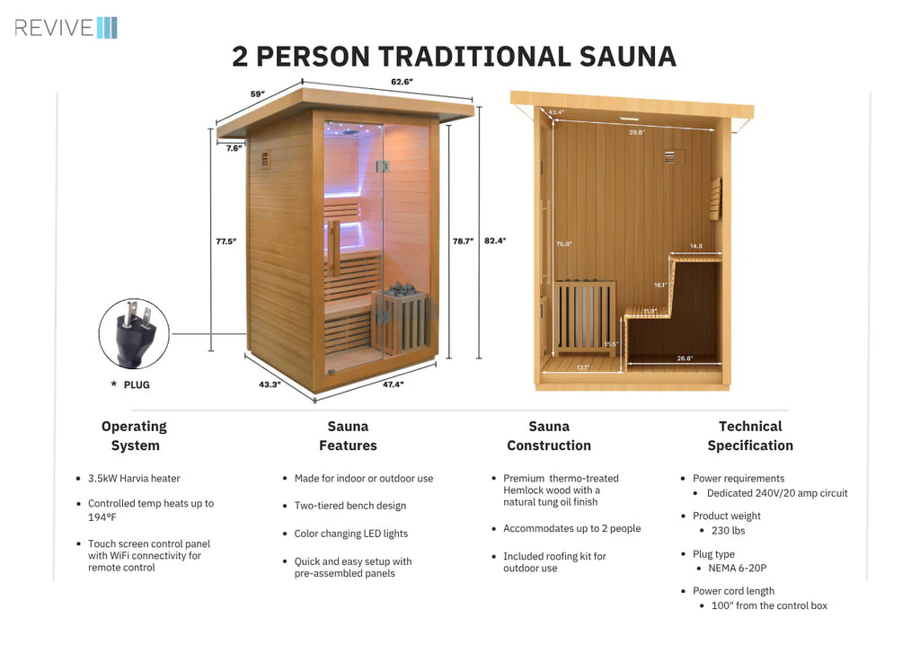 REVIVE 2 Person Traditional Sauna