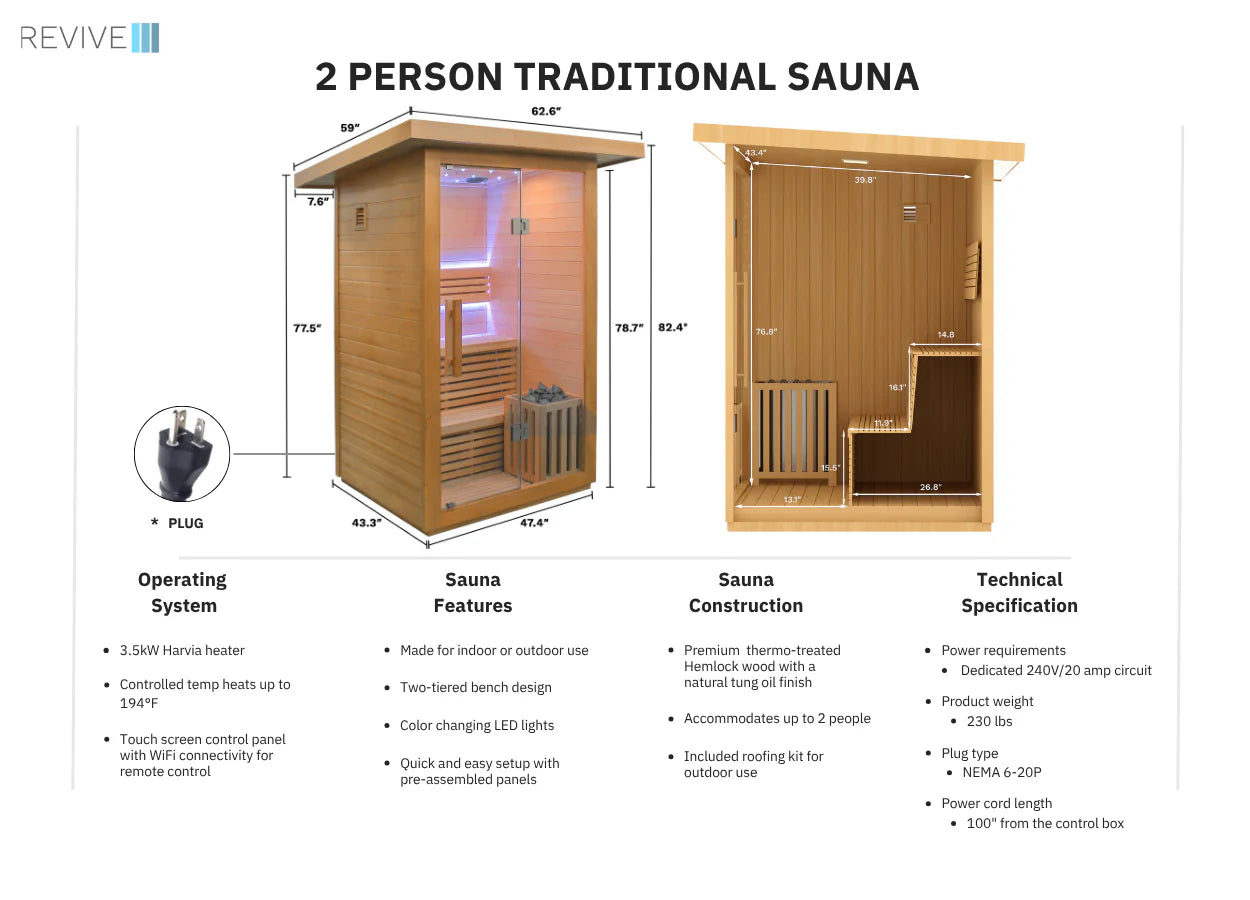 REVIVE 2 Person Traditional Sauna